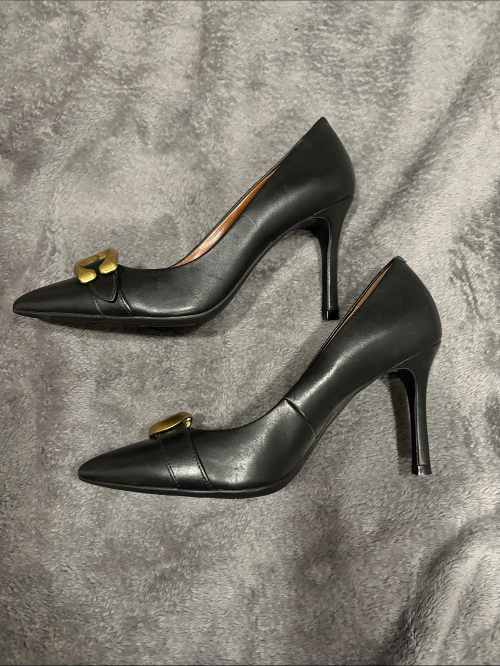 *SALE PENDING* Coach Black Leather Pointed Pumps with Brass Coach Buckle - Picture 6 of 6